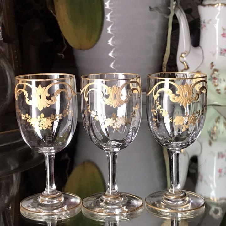アンティークバカラ金彩薔薇模様ルイ15世様式ワインセット