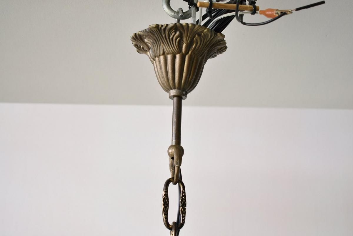 フランス製真鍮シャンデリア｜1920年代風合いある12灯式