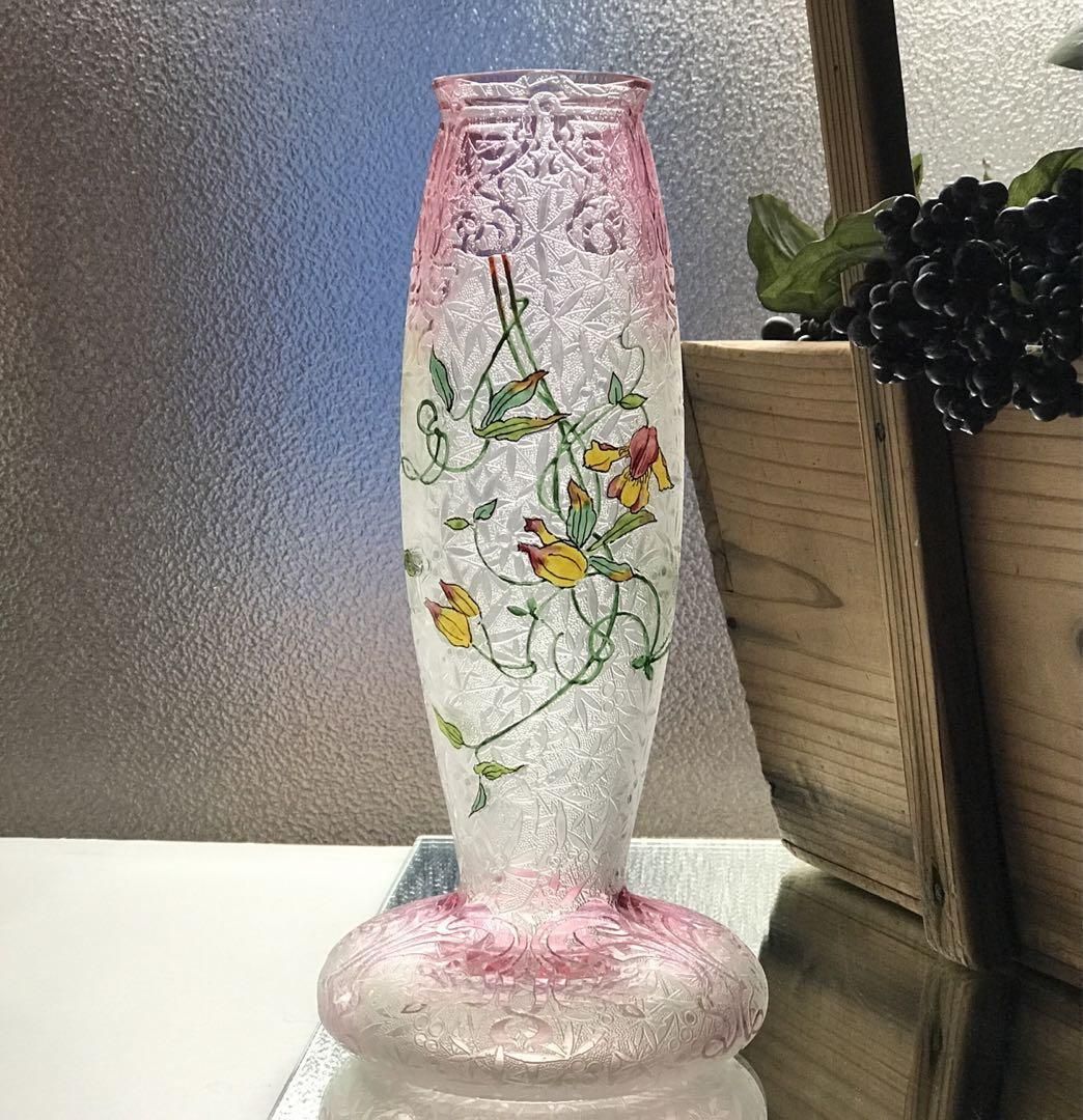 アンティークバカラ花瓶エグランティエ豪華な希少アールヌーヴォー期作品