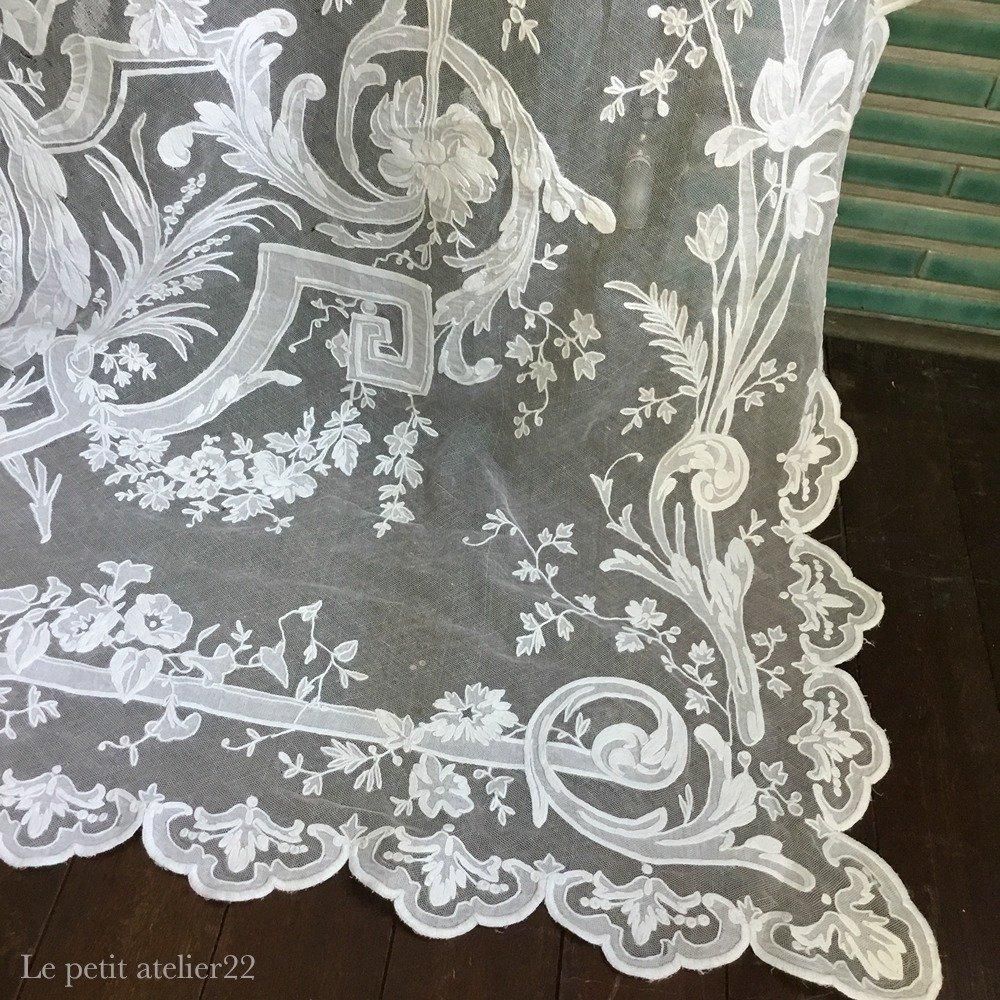 フランス 19世紀 アンティークカーテン オフホワイト