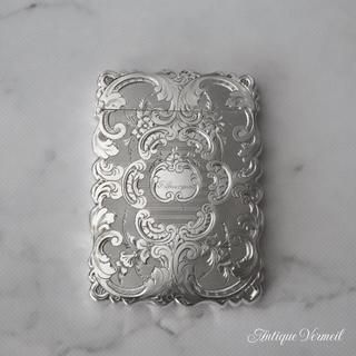 希少な1853年製英国アンティーク薔薇彫刻カードケース