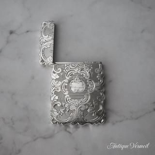 希少な1853年製英国アンティーク薔薇彫刻カードケース