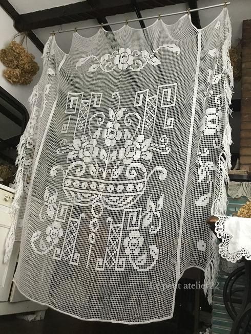 特大) フランス アンティーク リネン カットワーク リシュリュー刺繍