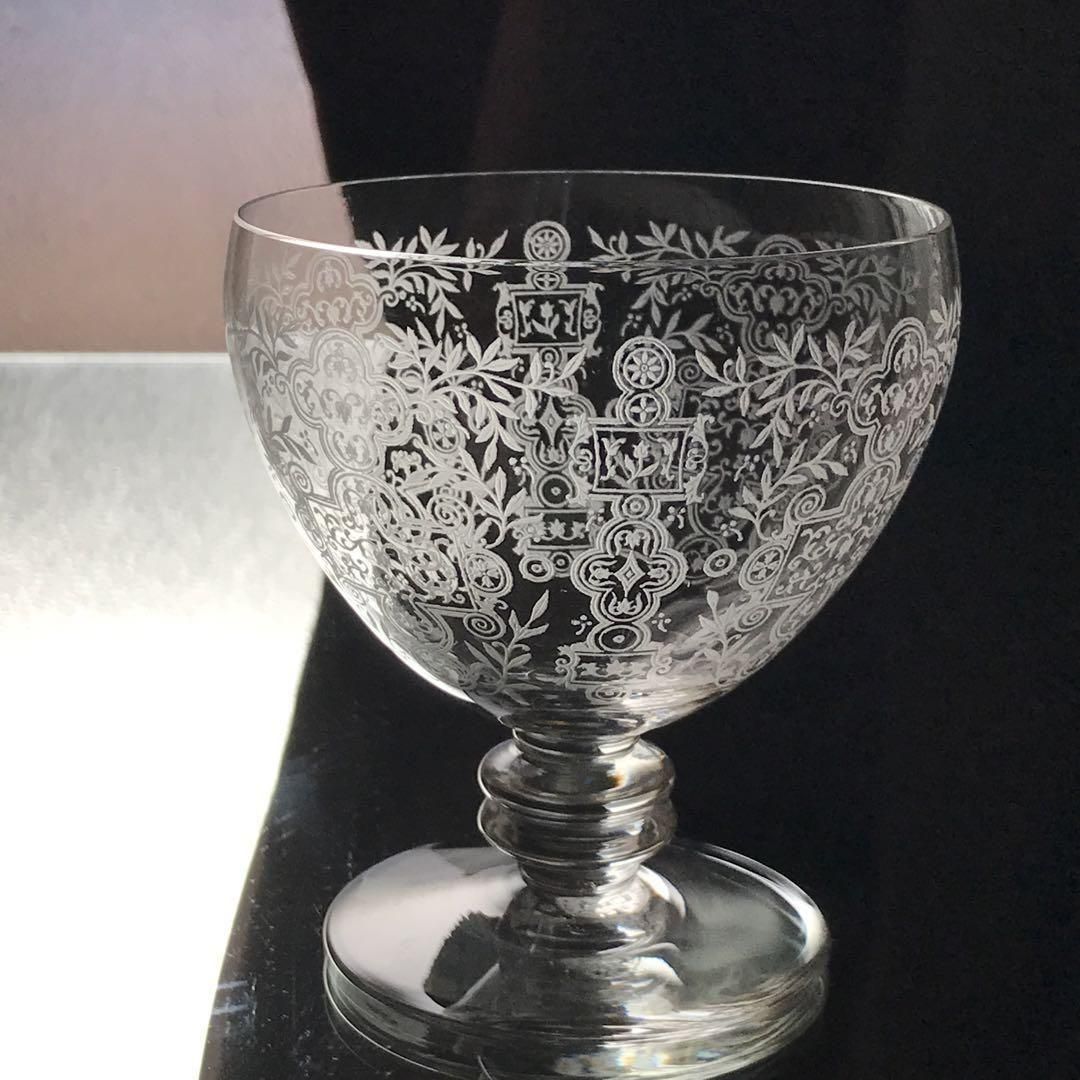 希少アンティークバカラ製大型ワイングラス百合文様1946年から1961年製
