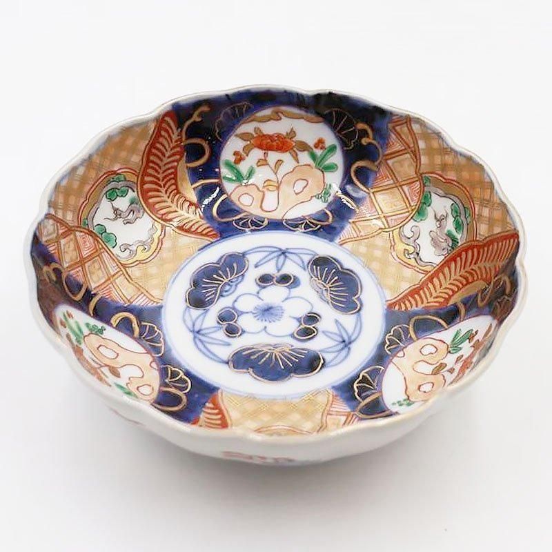 骨董 アンティーク 色絵 祥瑞 金襴手 双菊 瓢箪 向付 変形皿 2枚組