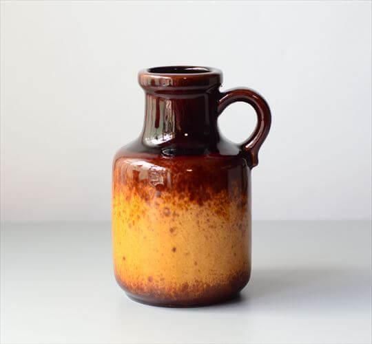 ダークブラウンの陶器製の花瓶 テクスチャー セラミック 花瓶 - ダーク