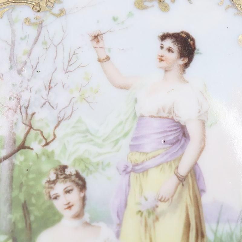 明治時代のオールドノリタケ手描き薔薇飾り皿