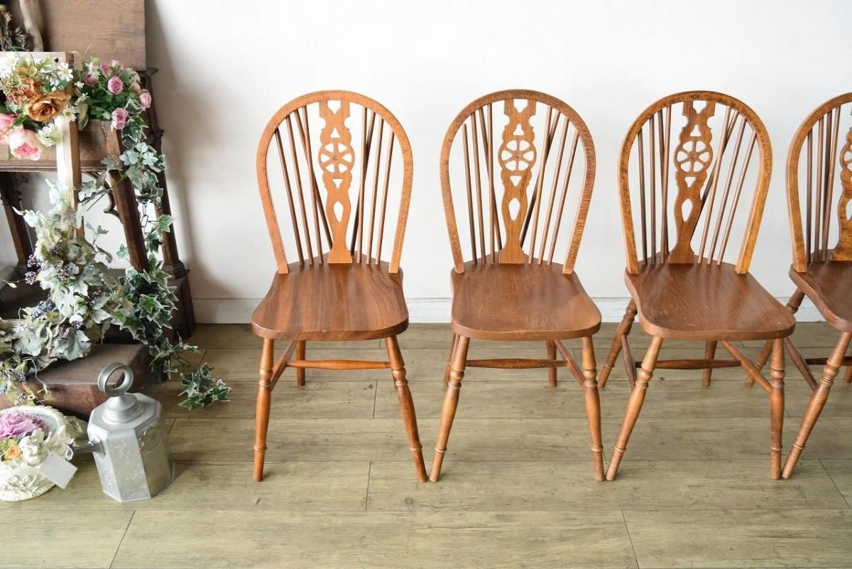 専用アンティーク木製チェア2脚セット MINT チェア ウィンザーチェア風