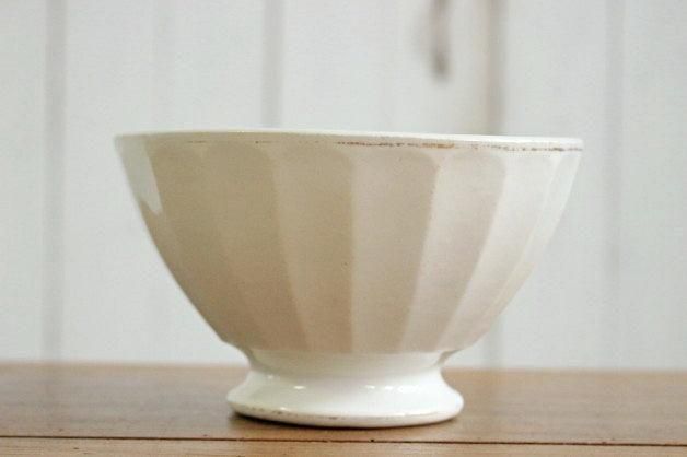 ムーランデルー窯 花模様カフェオレボウル フランスアンティーク