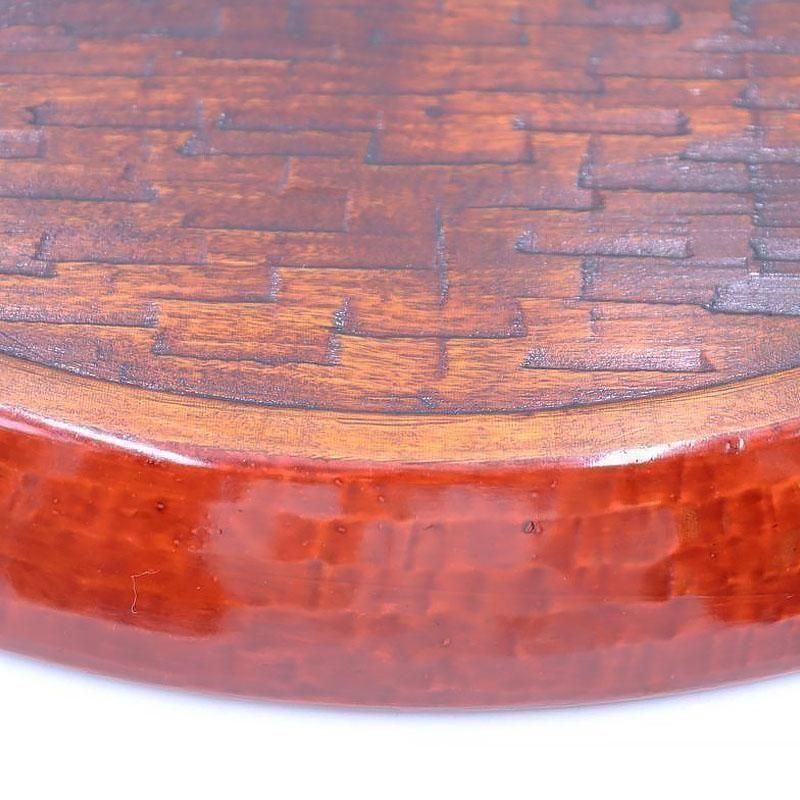 ヴィンテージ 後藤塗り 朱赤 丸 折敷 骨董 昭和初期 大サイズ