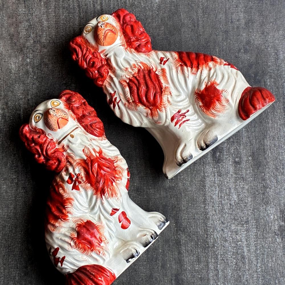 イギリス 1890年代 スタッフォードシャードッグペア 陶器犬