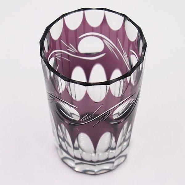 紫切子グラス アンティーク 大正昭和レトロ