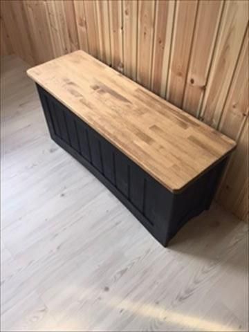 カントリー家具 ｜ ベンチ兼収納BOX W90 ブラック - giraffe-ffe