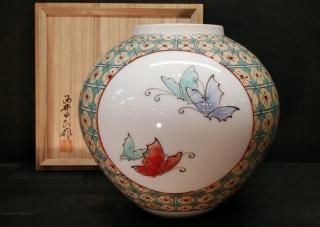 K866⭐︎人間国宝 十三代柿右衛門 錦柳鳥文 珈琲碗2客組 共箱入 難あり