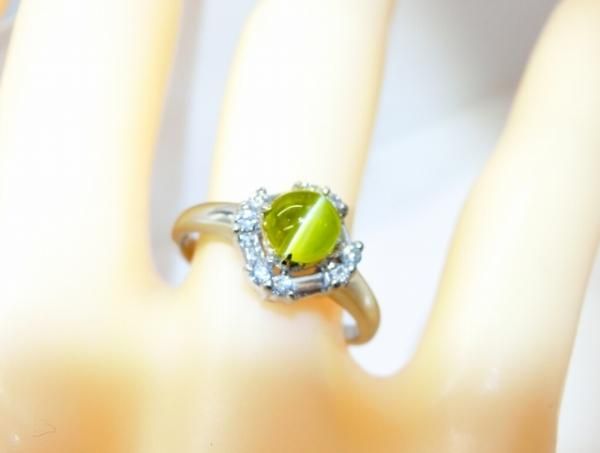 クリソベリルキャッツアイ ダイヤモンドリング CE 1.19ct D 0.27ct