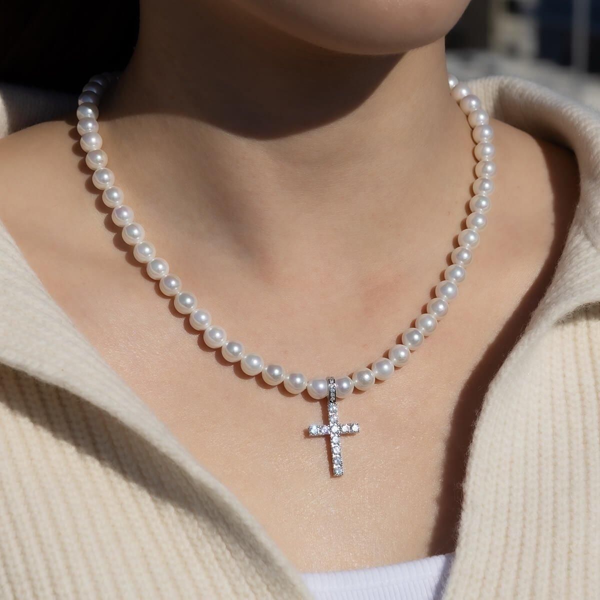 シルバー パールネックレス 幅7mm 45cm ASPN-001-CPJ026 - AVALANCHE