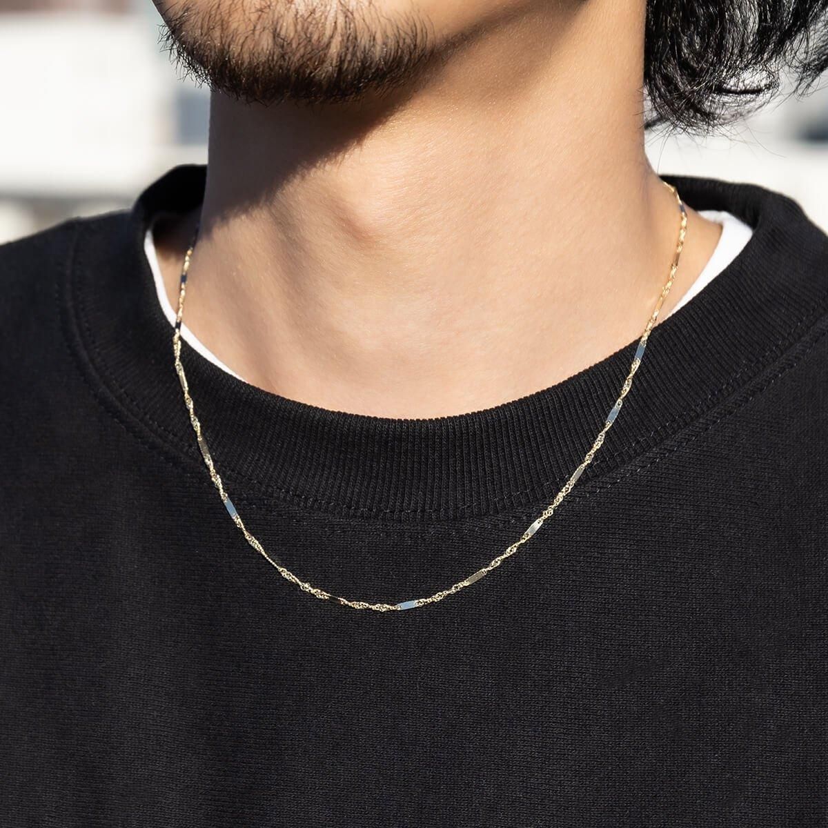 10K イエローゴールド スクリューネックレス 幅1.7mm 40cm-55cm