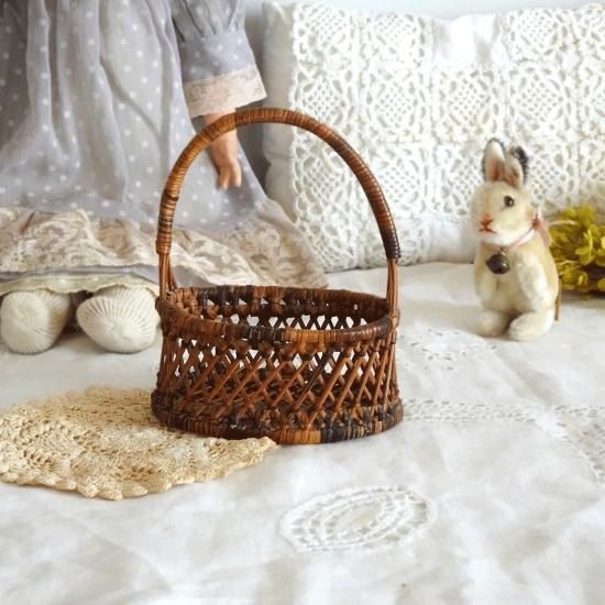 ドールパニエ ミニ籠 人形用バスケット フランスアンティーク ベア