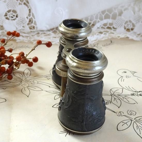 フランスアンティーク | 鳥と木の実のオペラグラス 真鍮とメタルの