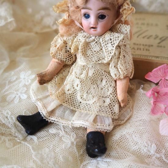 断捨離SALE品♡シルク アンティークビスクドールドレス ＆ ボンネット