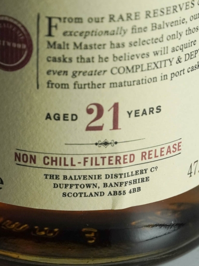 バルヴェニー 21年 ポートウッド アンチルフィルタード 47.6度 | 武川