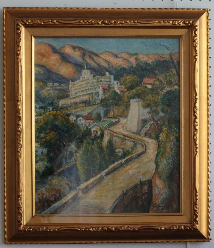 池田道康 滞船 ボート 油彩画 日本画家 油彩 色合い鮮やかな逸品 額付