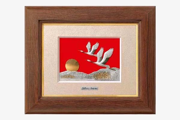 純銀卓上額 双鶴 1号茶 - TAKEHIKO - 武比古 - 日本の伝統工芸・関工芸