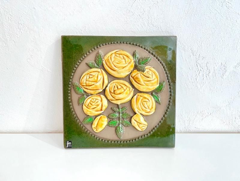 Jie Gantofta ジィ・ガントフタ 壁かけ 陶板 野バラ 薔薇の花