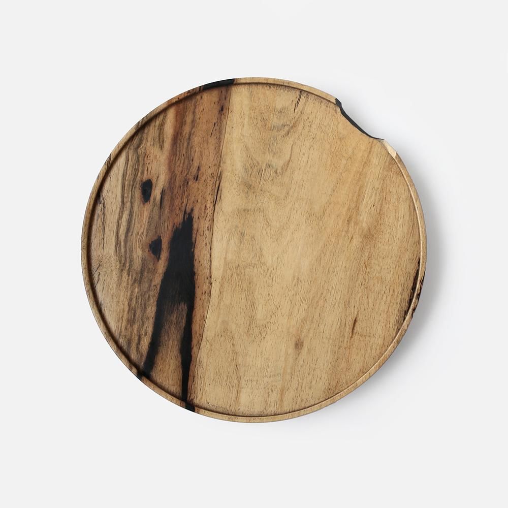 木製 黒柿 盆 刳り貫き煎茶盆 一文字盆 楕円盆☆長さ38.9cm☆煎茶道具