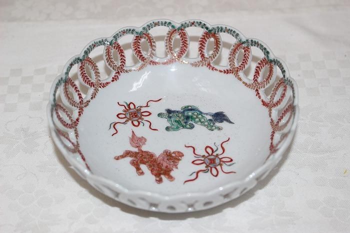 古伊万里柿右衛門染付巻物文様皿R34-1