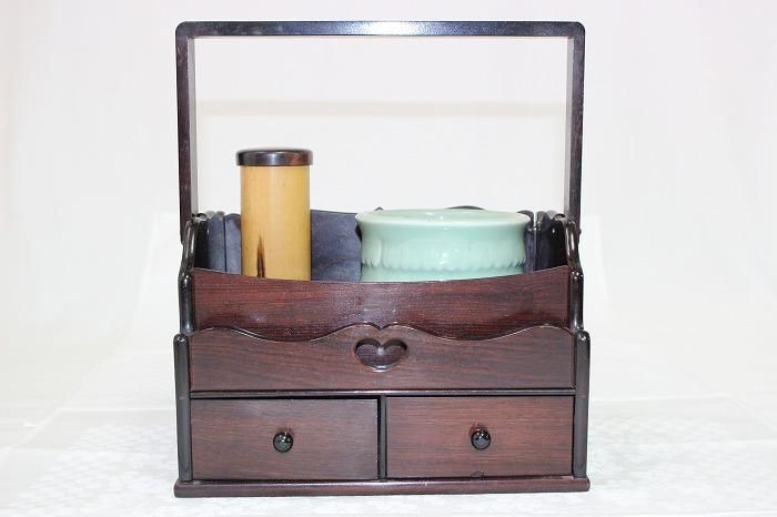 H-481黒檀製手持ち煙草盆青磁灰落付き - 石川県金沢の骨董品のお店