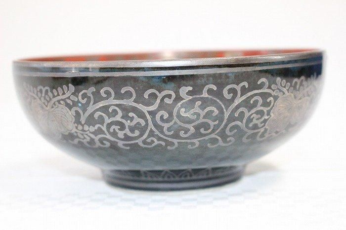 K-1819九谷焼永楽窯造銀彩染付鳳凰文深鉢 於九谷永楽窯印 - 石川県金沢