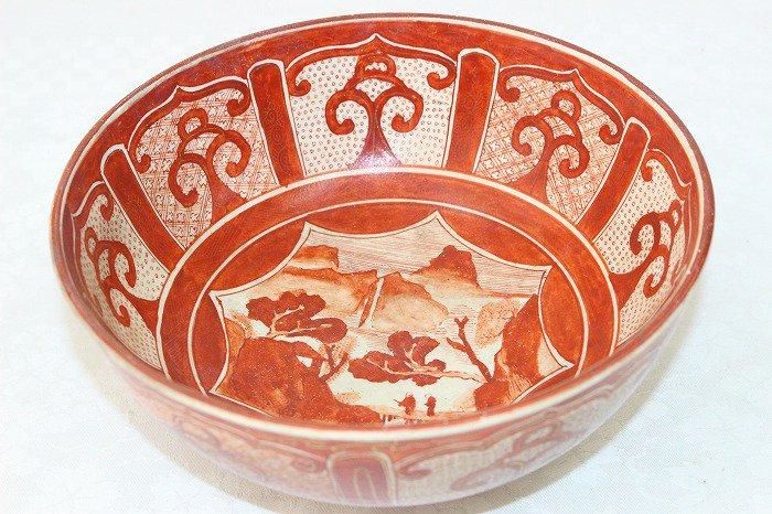 ♢九谷焼 幕末〜明治 染付 山水獣飾り 豆香炉 コレクション 骨董品