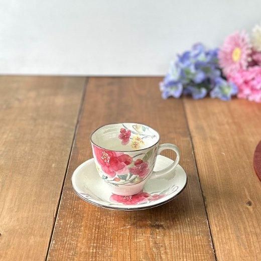 花柄コーヒー碗皿 | 可愛らしい花柄の珈琲セット - 美濃焼とやちむんと