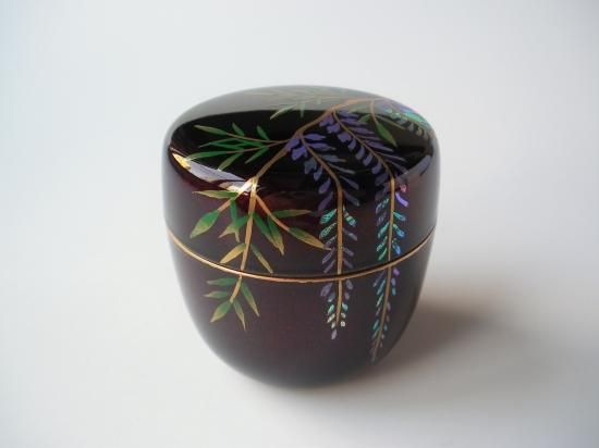 溜塗 藤蒔絵中棗 (紙箱)東雲 - 茶道具販売 栗林園