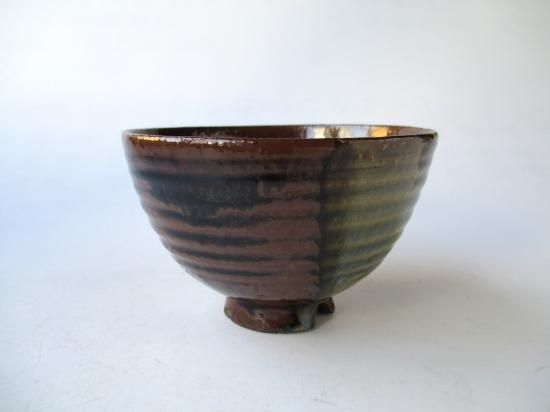 送料込【逢絢亭】茶道具 茶碗 膳所焼 沓形 掛分 陽炎園 岩崎新定 共箱