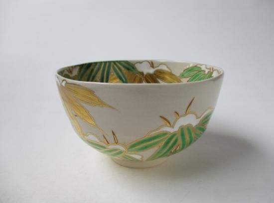 色絵 雪笹茶碗 (共箱)二代 宮川香雲 - 茶道具販売 栗林園