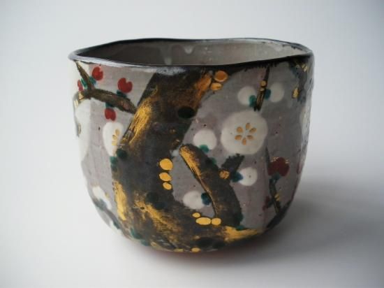 乾山写田家早梅茶碗 即全造 共箱 乾山写田家早梅