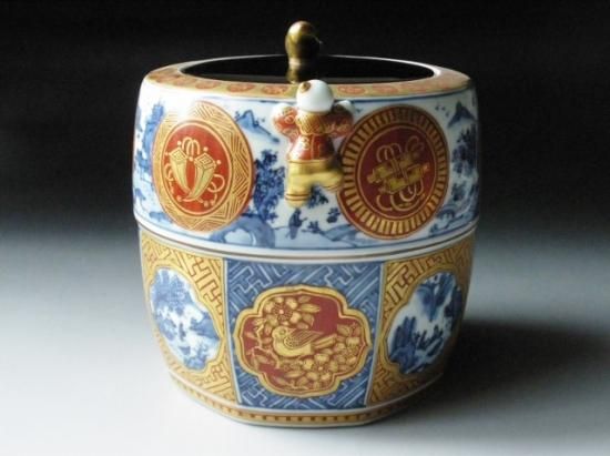 茶道具✩平水指 山水 染付 染付山水十二角水指 二代手塚玉堂 - 茶道具