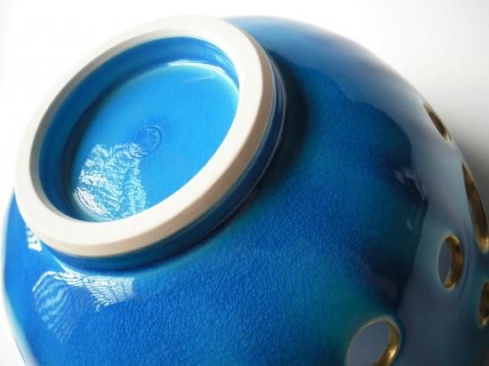 浅黄交趾 水玉透菓子器 (共箱) 中村翠嵐 - 茶道具販売 栗林園