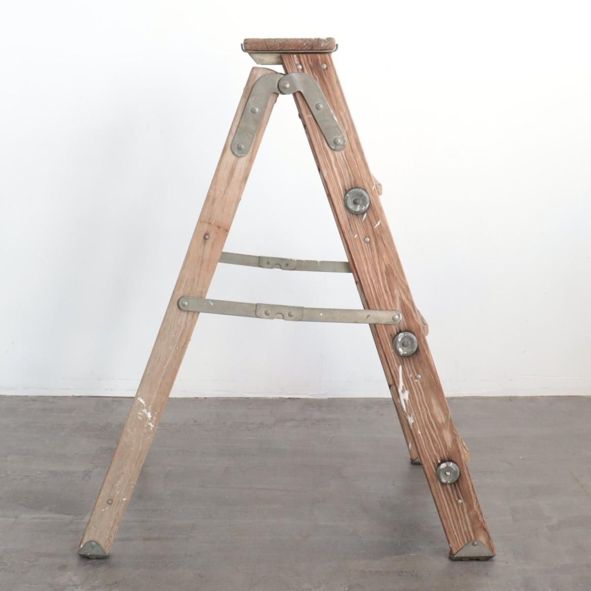 アメリカ ヴィンテージ 脚立 木製ラダー stepladder 店舗什器