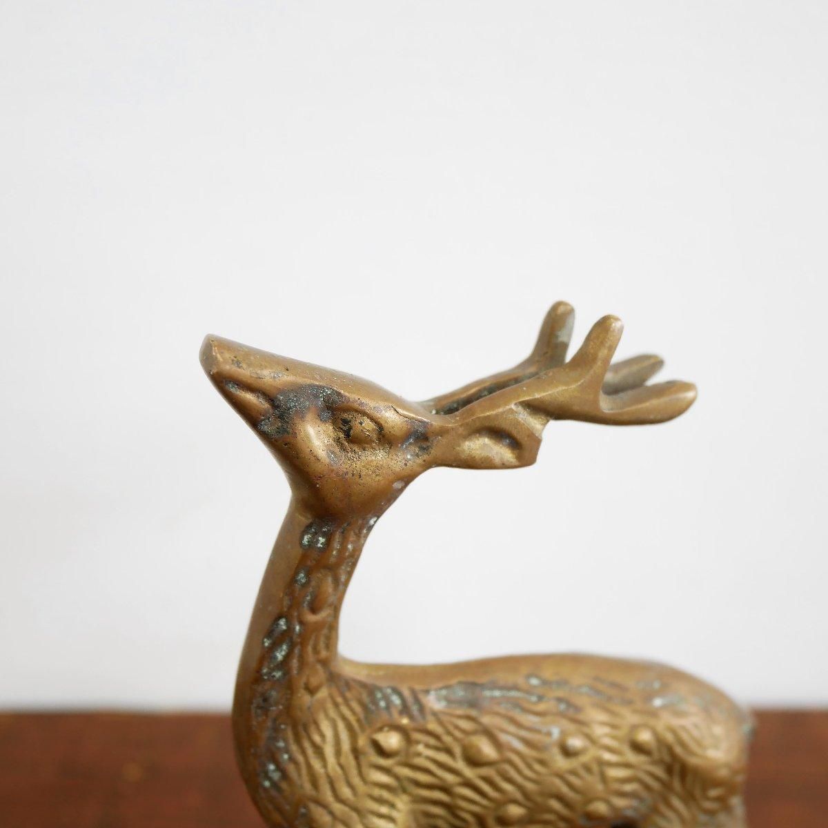 アメリカ ヴィンテージ 真鍮製 動物 鹿 ペア 子鹿 バンビ 置物 ブラス