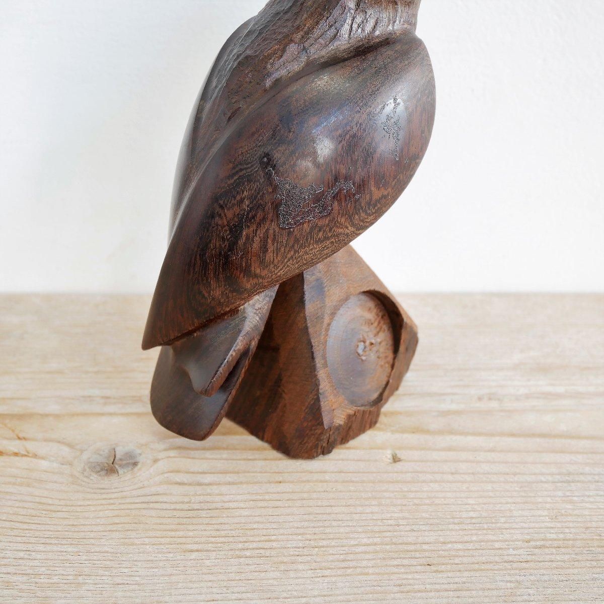 アメリカ ヴィンテージ 黒檀 木彫り 鳥 イーグル 置物 鷲 わし