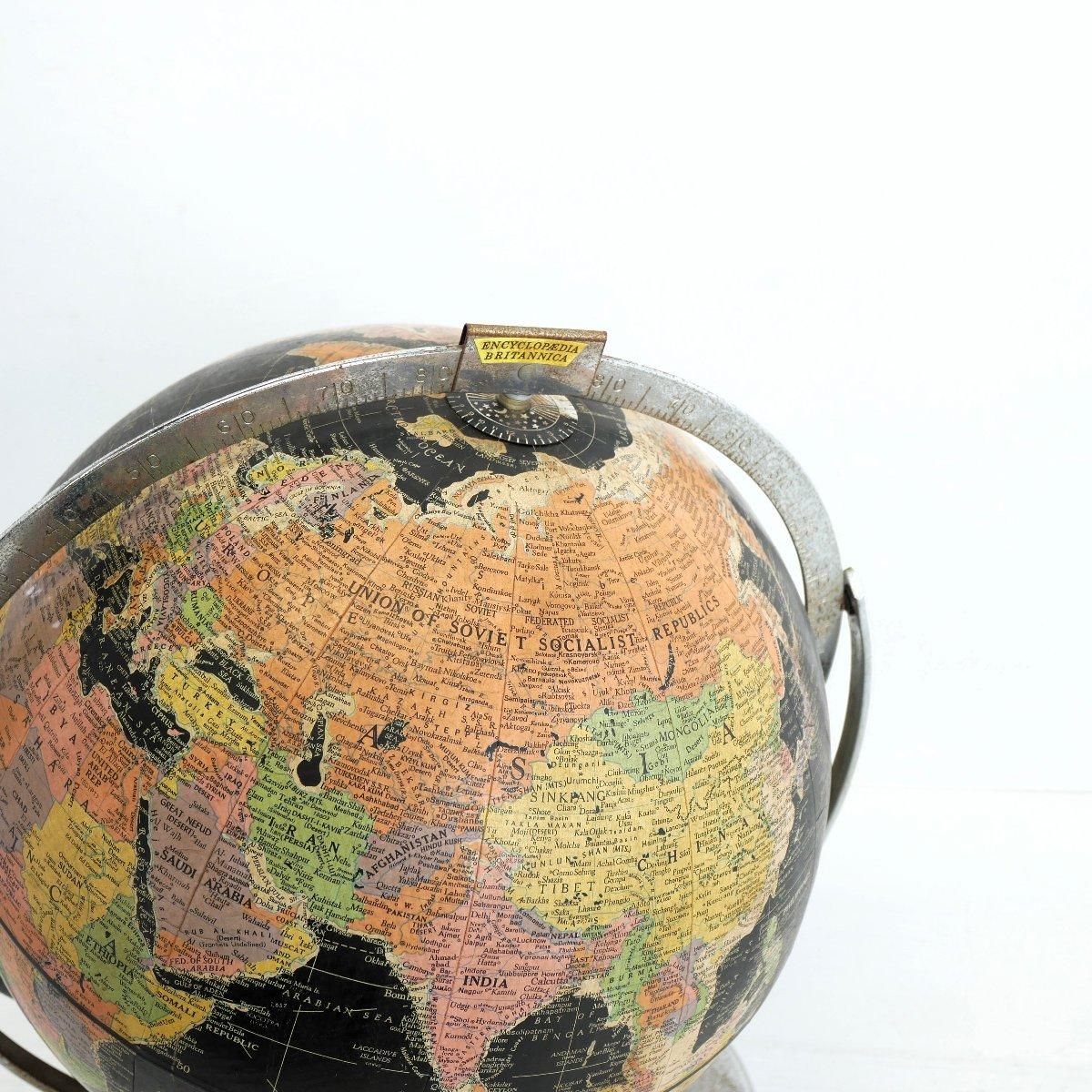 ヴィンテージ 地球儀 ブラックオーシャン アメリカ ブリタニカ百科事典