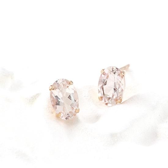 アクセサリーのプレゼント K18PG モルガナイト ピアス 18金ピンク