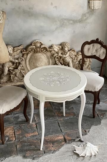 花柄フレンチサイドテーブル【パディントン】｜アンティーク家具