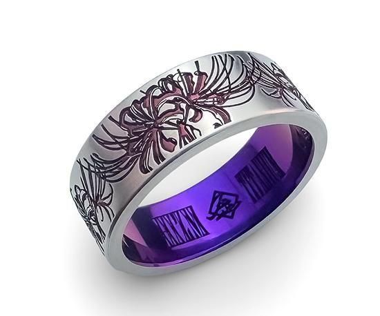 Hizm/絢爛彼岸花リング7mm幅【黄昏色】/純チタン製/1~30号 - シルバー