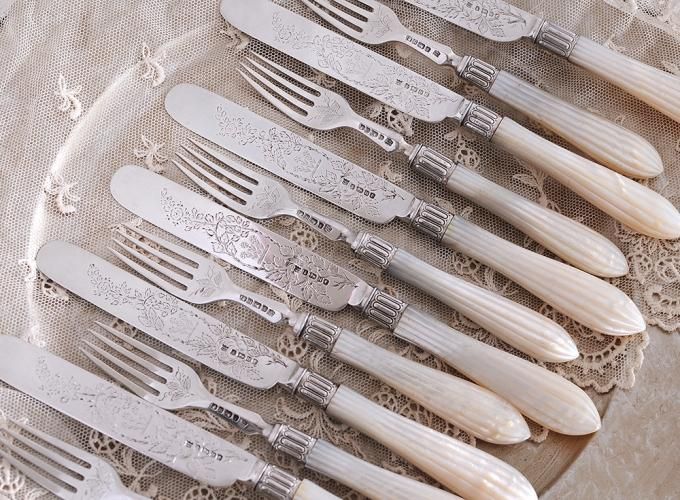 Lee & Wigfull 】【白蝶貝 / 純銀継手】デザートセット Lee & Wigfull