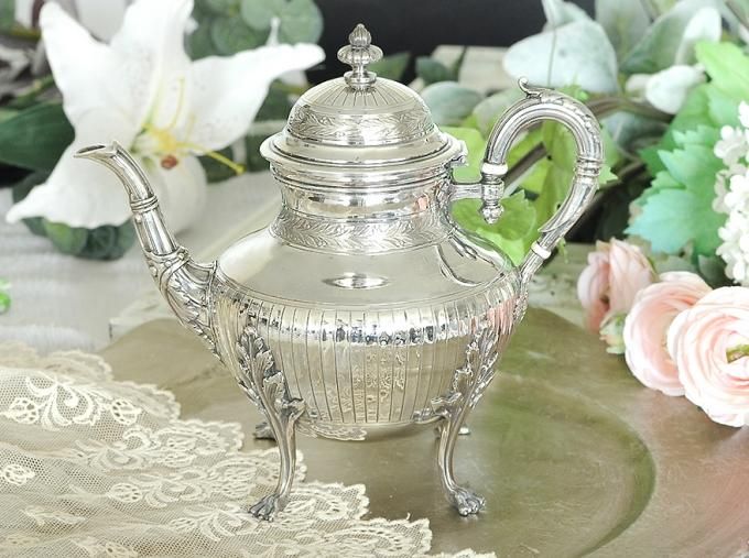 フランスアンティークシルバー【銀950】小さなティーポット