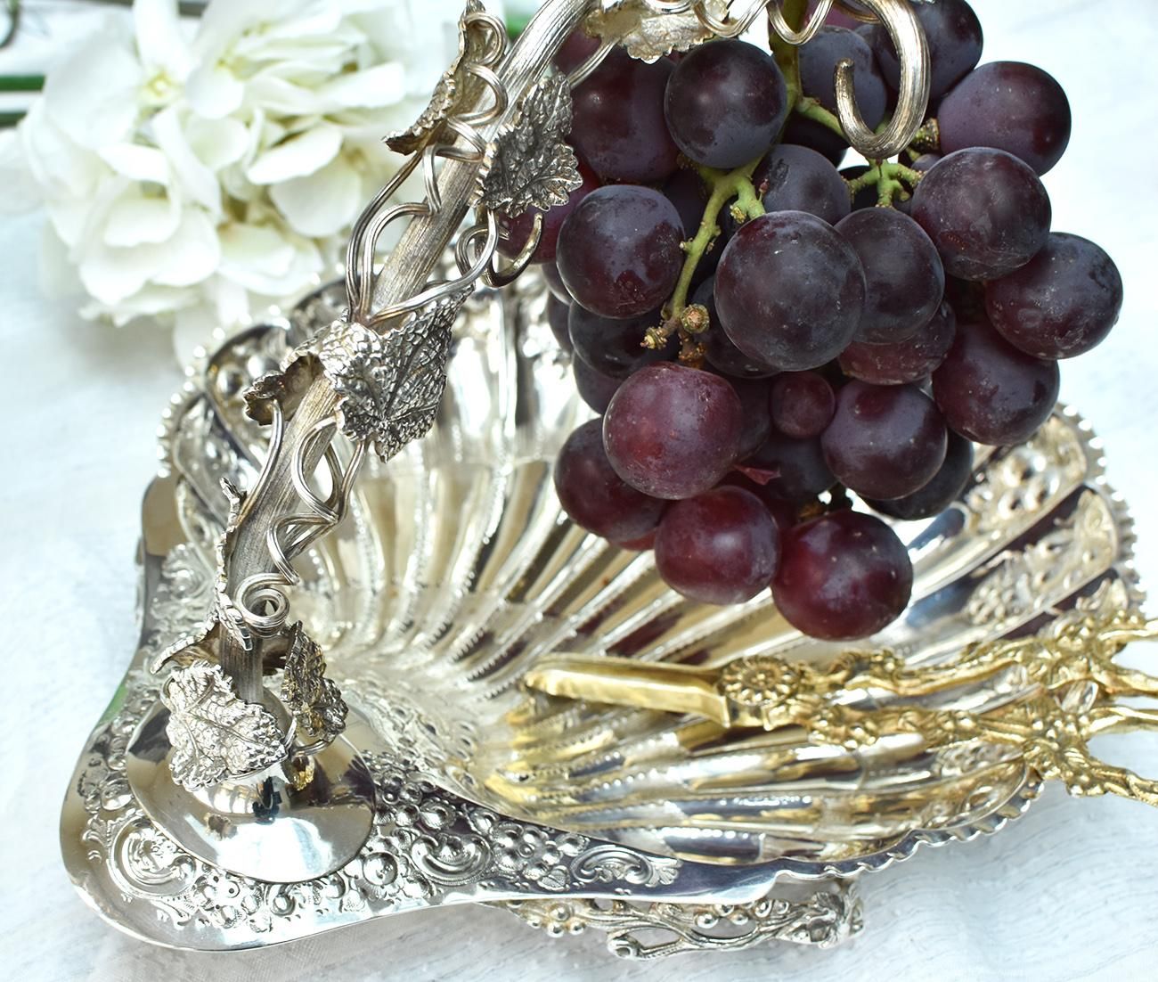 英国アンティークシルバープレート製グレープシザー 葡萄ハサミ金工